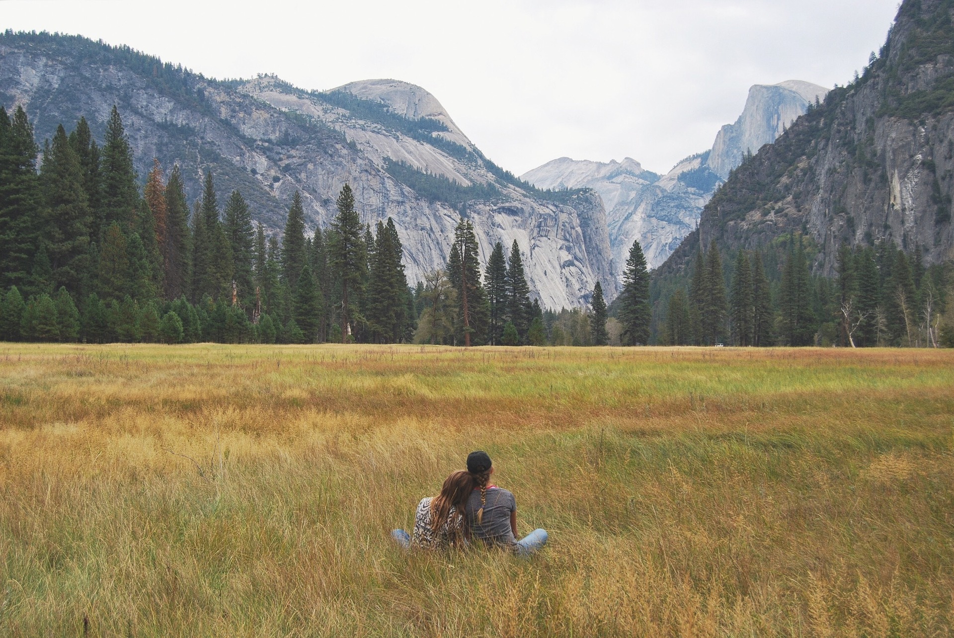 image of two people looking at yosemite valley