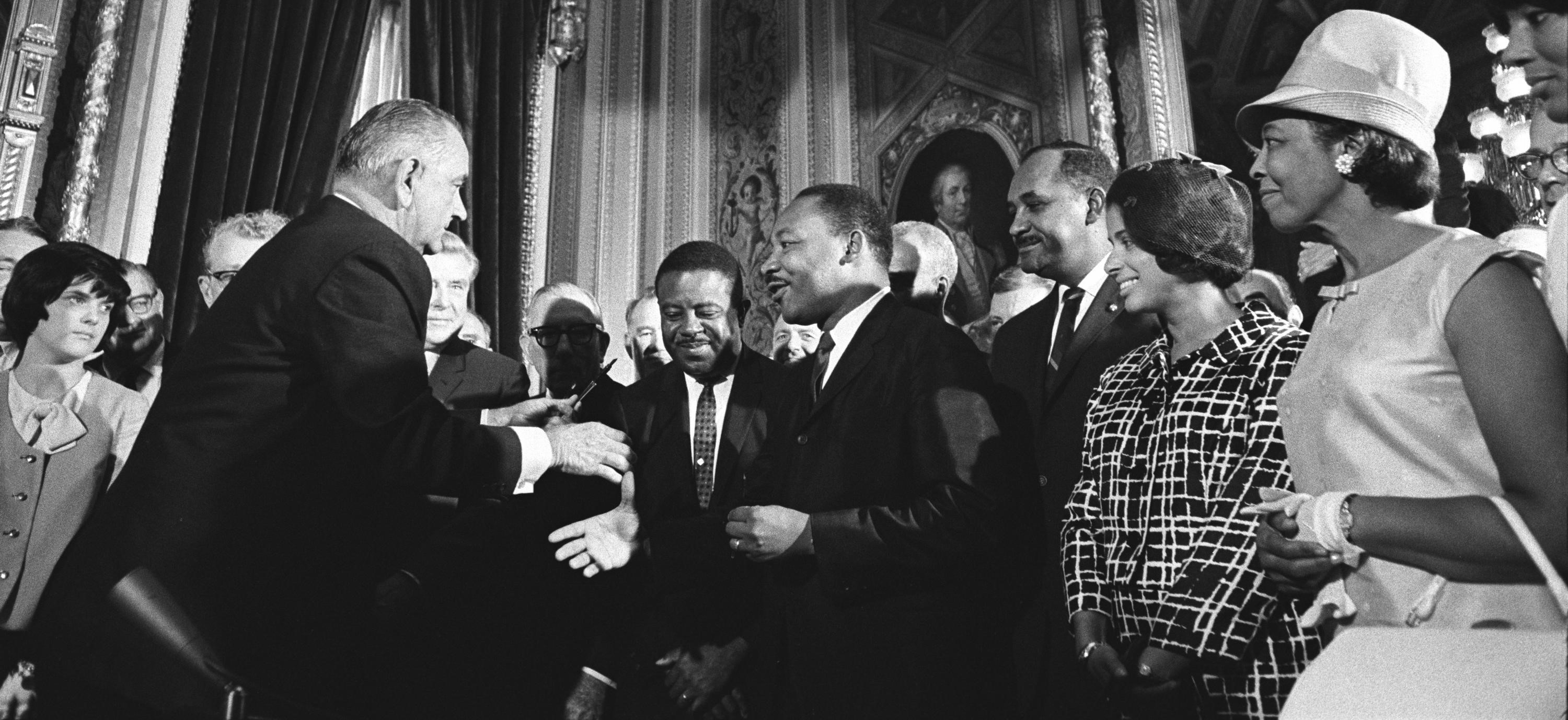 Image of Martin Luther King Jr with Lynden B Johnson