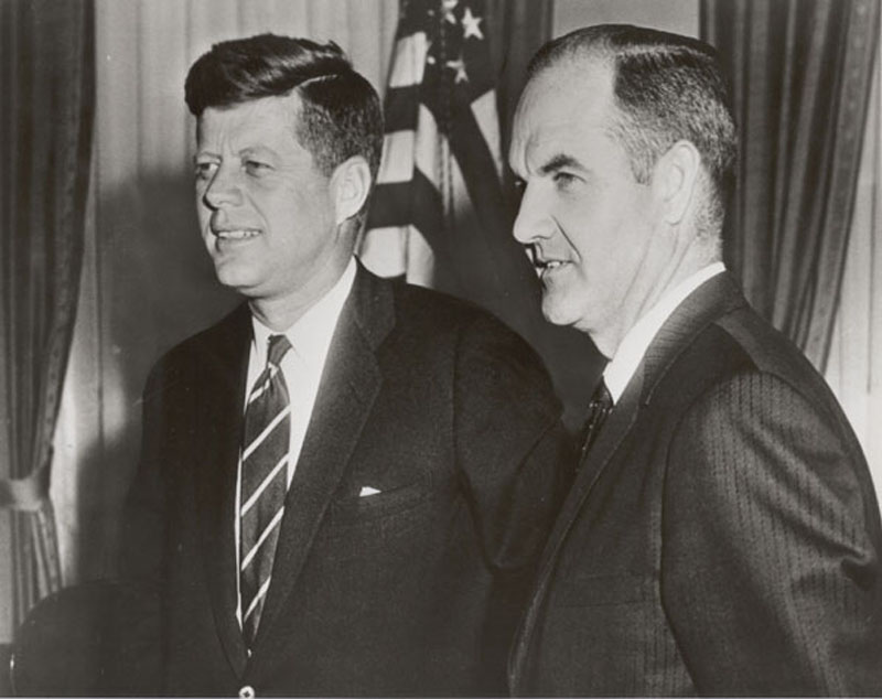 image of President Kennedy with George McGovern, Director, Food for Peace, 1961.