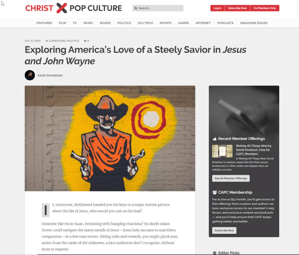 image of screencapture from Christ and Pop Culture, July 13, 2020