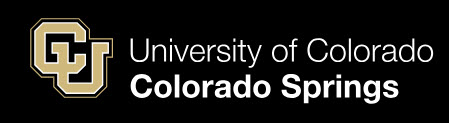 university of colorado colorado springs gold logo and words on black background