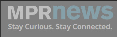 MPR News white with blue letters and Stay Curious. Stay Connected